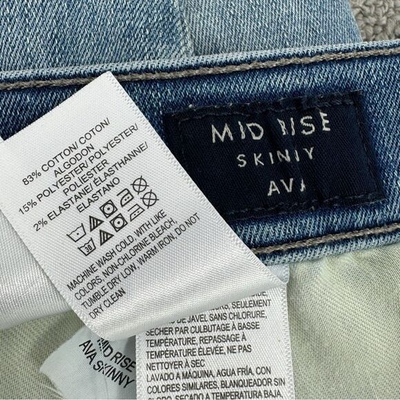 Lucky Brand Ava Mid Rise Skinny Jeans Blue Size 4 27 Raw Hem Ankle Cropped - Picture 12 of 15